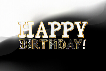 Happy Birthday. Phrase written with a whimsical font consist of a letter in a various fusion style - 730061451