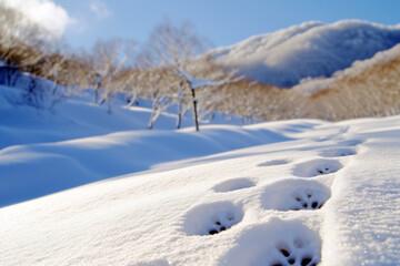 Fototapeta na wymiar Traces of Life. Footprints in the Snow.