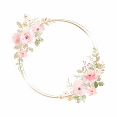 Soft Pink Floral Wreath With Watercolor 2