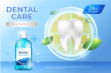 Free vector Realistic dental care mouthwash