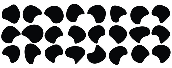 Blob shapes vector set. Organic abstract elements monochrome collection. Inkblot simple silhouette with white artboard.