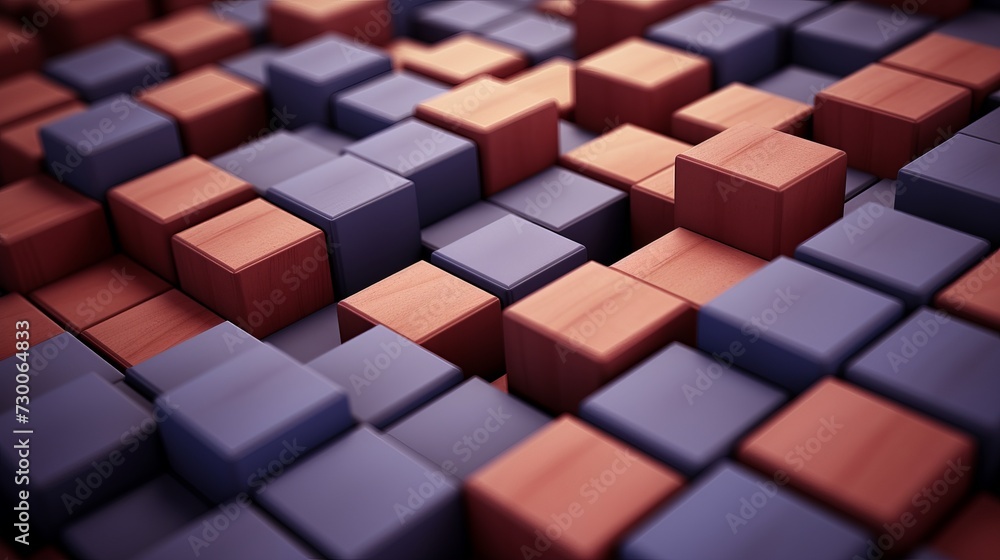 Poster arrangement of colorful wooden blocks creating abstract 3d style background with vibrant colors