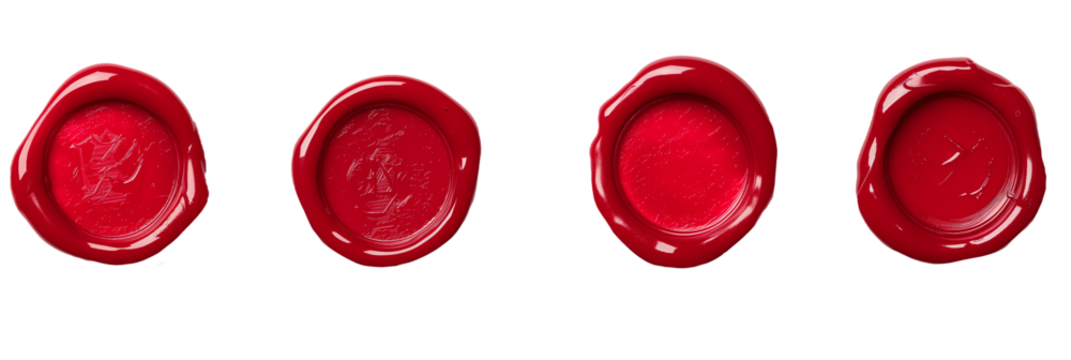 Set of wax seal stamp for envelope or card, wedding invitation, honey moon, bridal shower, bachelorette, Christmas palette, luxurious invite, red colors