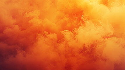 Brown smoke on orange color abstract watercolor background. 