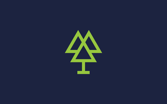 letter m with tree logo icon design vector design template inspiration