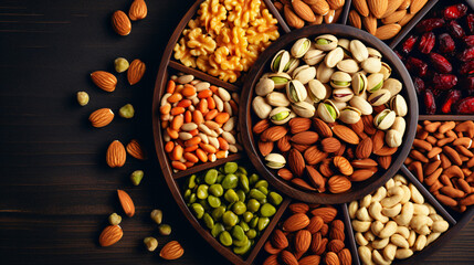 Top view of mixed nuts