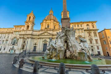 Piazza Navona in Rome in the morning, Italy