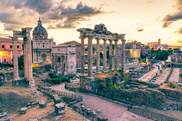 Naklejka premium Roman Forum in Rome in the morning, Italy