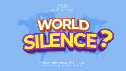 editable world silence text effect.typhography logo