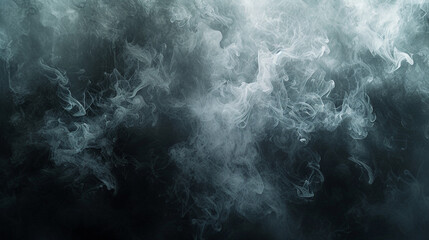 Gray smoke on black color abstract watercolor background. 