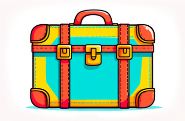 illustration of a yellow-red vintage suitcase