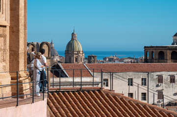 Obraz premium Palermo cathedral in Sicily Italy overlooking the city's picturesque landscape