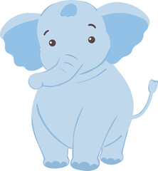 Cute baby elephant standing pose Vector illustration