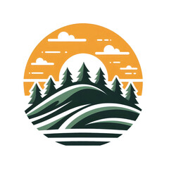 Logo Overland and landscape 