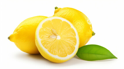 Whole and half of fresh ripe lemon