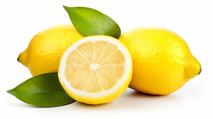 Whole and half of fresh ripe lemon
