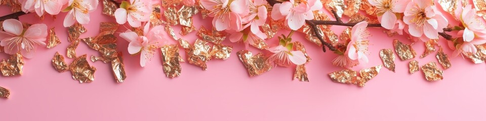 Fototapeta na wymiar flowers on pink background.