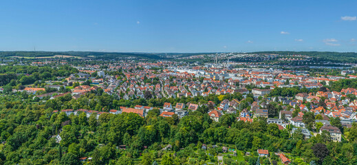 Ausblick auf die westlichen Stadtbezirke von Ulm, Weststadt und Söflingen