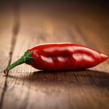 Red Hot Chili Pepper on a Wooden Table