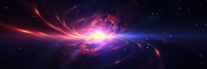 3d render. Abstract neon blackhole space nebular background. Black hole at the center of the vortex. Particles leave luminous traces. Fantastic wallpaper	
