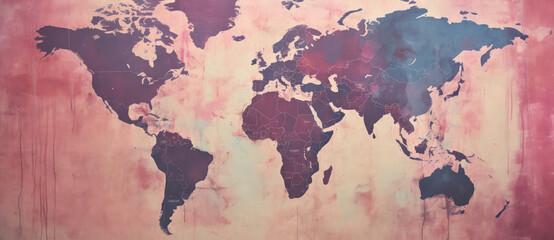 Vintage Map of the World: Grunge Paper Background