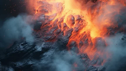 Fototapeten fire ice wind lava magma plasma mist dust water smoke AI generative © Rohit