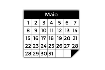 calendário sem fundo, calendário PNG, calendário mensal, agenda, maio, mês de maio, programação, evento, feriado, data, dia, semana, mês, ano, anual, planejamento