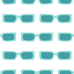 Seamless pattern with fashionable sunglasses. Summer background with accessories for vision and protection from sunshine.