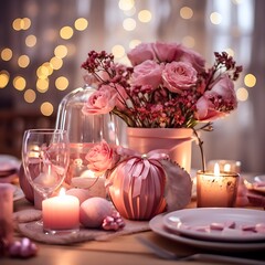 Schöne Tischdeko für ein romantisches Dinner