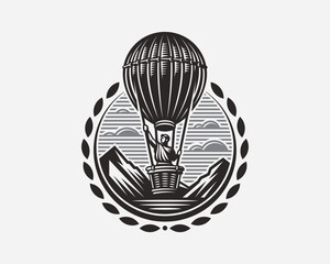 Air balloon modern logo, emblem design editable for your business. Aerostat vector illustration.