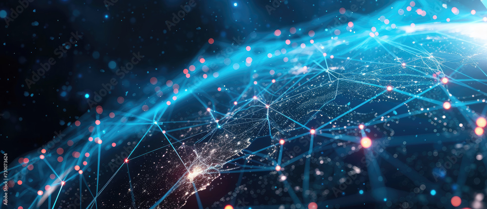 Poster demonstrating metaverse and global internet connection for business and digital marketing with digit