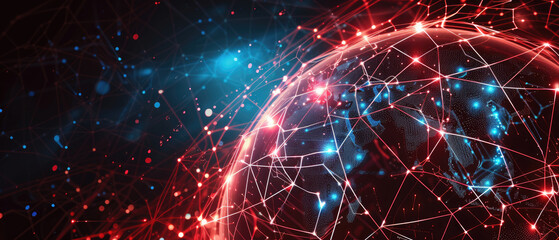 Obraz premium Demonstrating metaverse and Global Internet connection for business and digital marketing with Digital Link Technology and Big Data