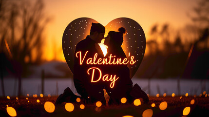 A charming image of a couple's silhouette inside a heart shape with the words 