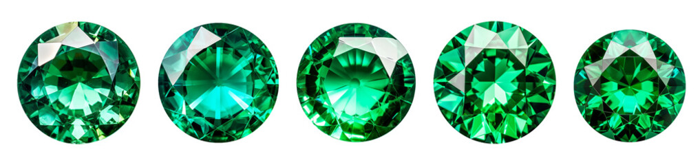 isolated illustration of green circle emerald gem crystals. Created with Generative AI - obrazy, fototapety, plakaty