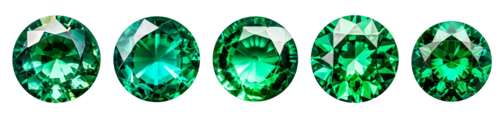 Poster isolated illustration of green circle emerald gem crystals. Created with Generative AI © agrus_aiart