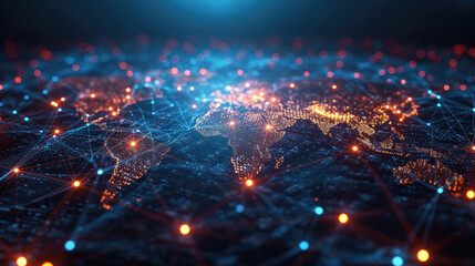 Global network connection concept. Big data visualization. Social network communication in the...