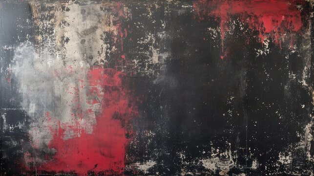 Abstract painting in black and red with golden accents, modern decoration, contemporary art © Natalia