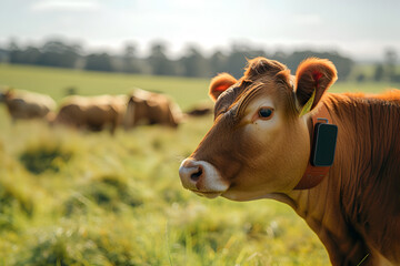 Modern technology in agriculture - cow in wearable 