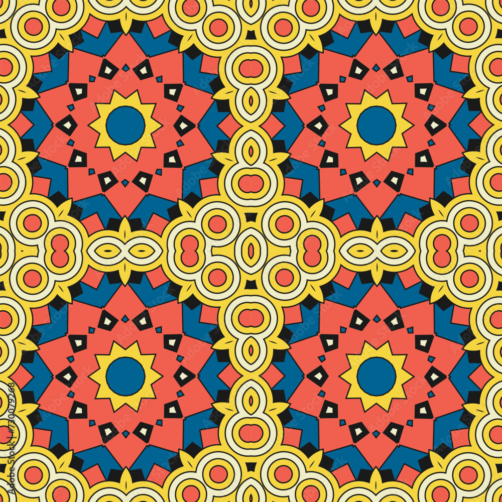 Poster seamless pattern with surreal multicolor ornament. version no. 4. vector illustration
