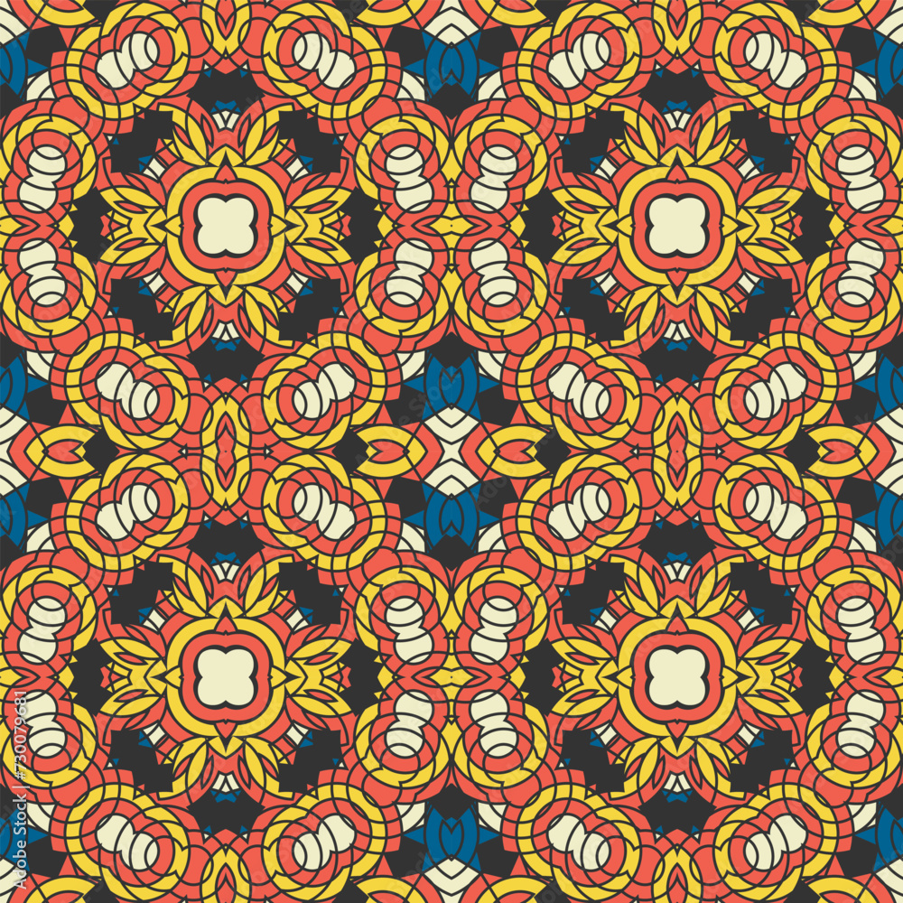 Poster seamless pattern with surreal multicolor ornament. version no. 11. vector illustration