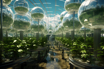 Modern technology in agriculture - futuristic vertical farm