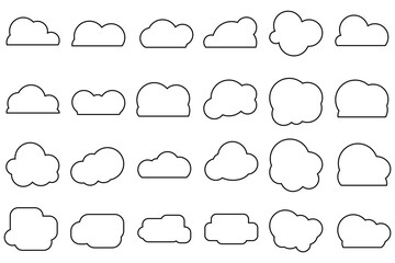 Set of cloud cartoon element. Comic bubble cloud shapes collection in line art. Vector illustration - obrazy, fototapety, plakaty