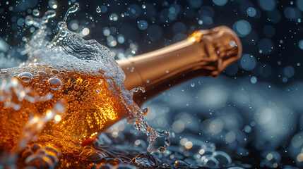 Champagne bottle splash.
