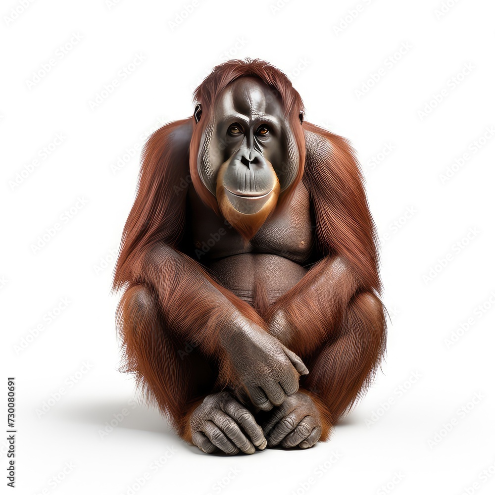 Wall mural Borneo orangutan illustration on white background