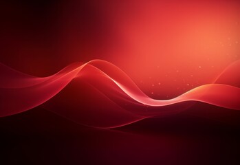 Red abstract background with waves and lights.
