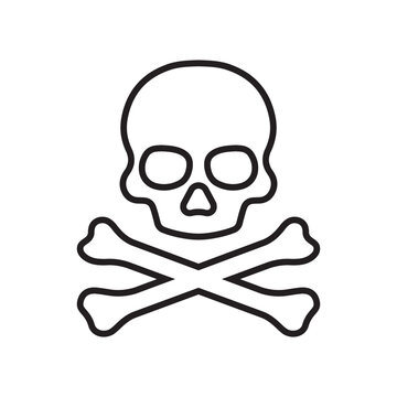 line icon crossbones skull death isolated on white background