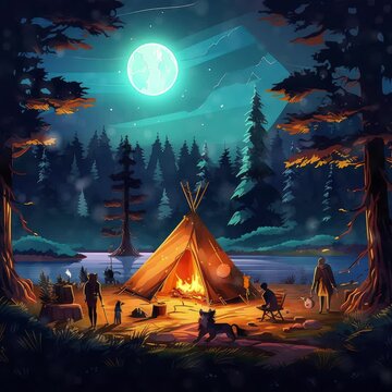 View of camping with tipi and a8df