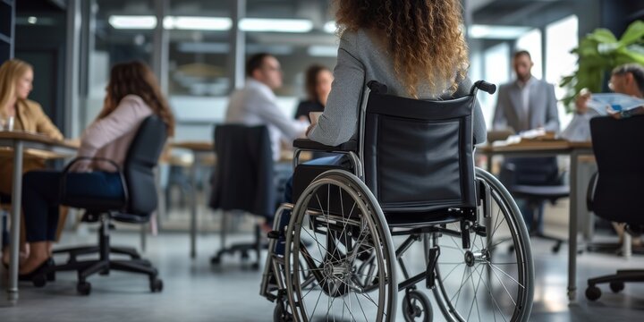 Business Meeting Including Woman In Wheelchair, Highlighting Disability And Diversity - Powered by Adobe