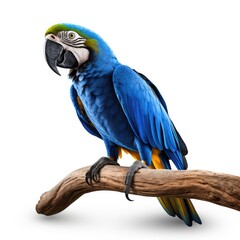 Hyacinth macaw blue colored bird isolated on white background