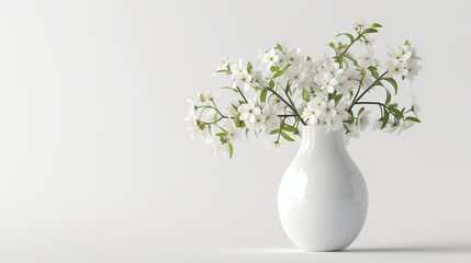 Against a clean and isolated transparent background, a pristine vase holds an arrangement of beautiful white flowers. 
